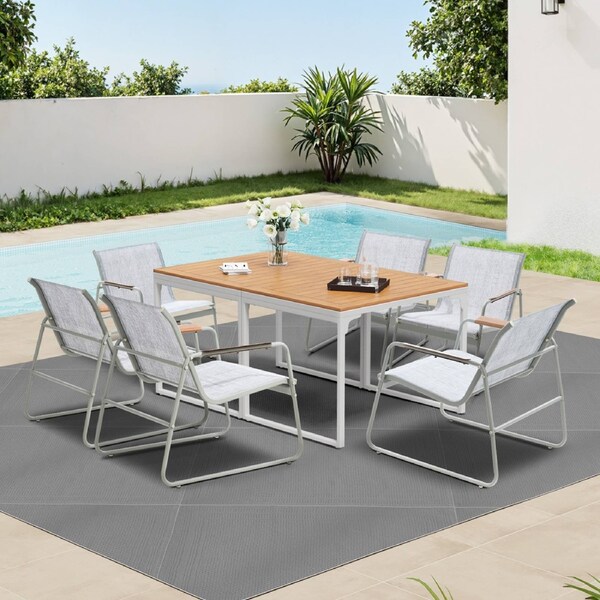 Livsip 6 Seater Outdoor Dining Set Patio Table Chairs Textilene Furniture