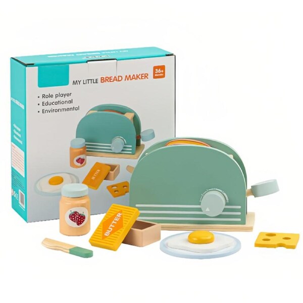Catzon Wooden Play Food Set Kids Pretend Play Kitchen Accessories-BreadMaker
