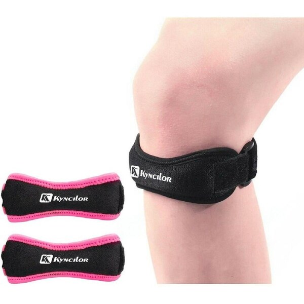2Pcs Pink Knee Strap Patella Jumper GEL Runner Tennis Football Sports Knee Brace Support