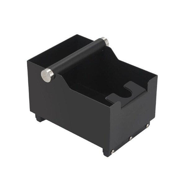 Coffee Knock Box with Powder Press Holder PTFE-Coated Metal Black
