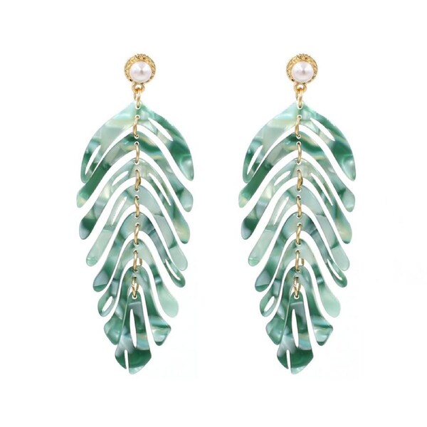 Women's Elegant Vintage Boho Natural Green Leaf Earrings