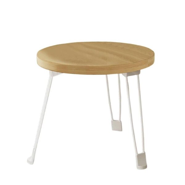 Folding Round Side Table with Carbon Steel Legs and Waterproof Top