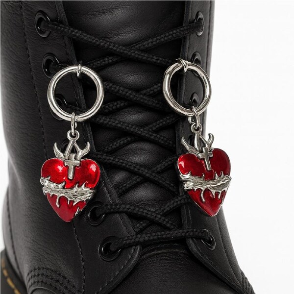 2pcs Shoe Charms for Dr. Martens Boots Heat Boot Loops in Love Hearts