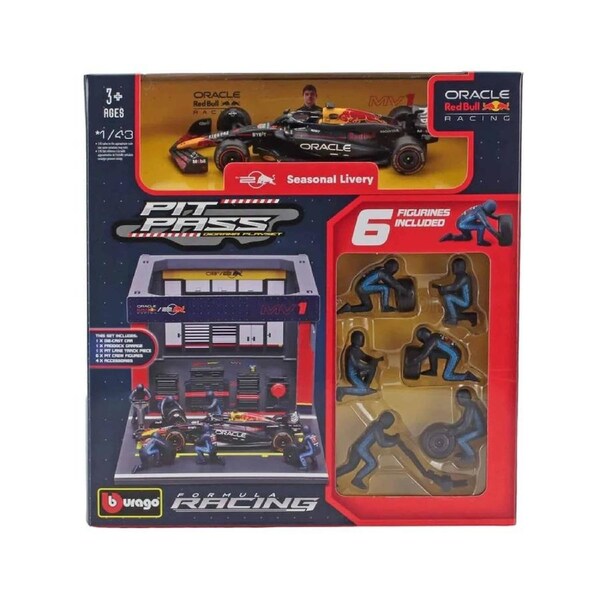 Bburago - 1:43 F1 Red Bull Pit Pass Playset Verstappen #1