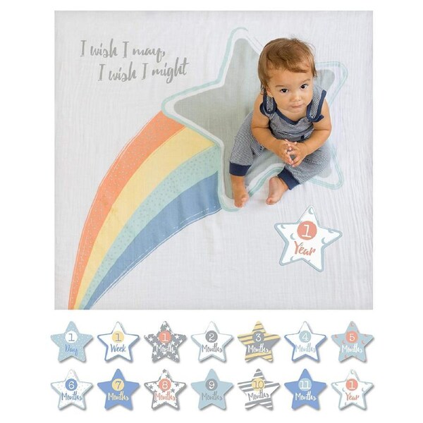lulujo Baby Baby's First Year Blanket and Card Set, I Wish I May