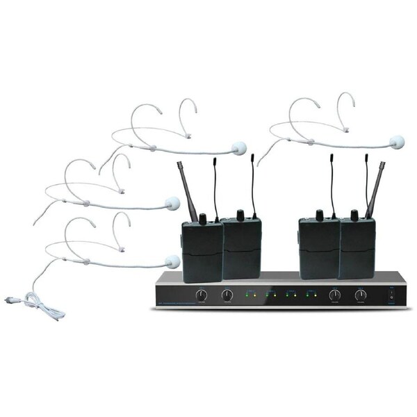 E-Lektron IU-4011H Digital UHF 4 x Headset Microphones System AUS Stand Frequency Set