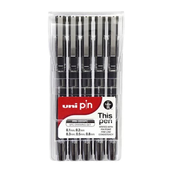 Uni Pin Fine Liner Asst Pk5