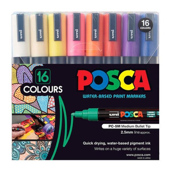 Posca PC-5M MedBlt Mk Ast Pk16