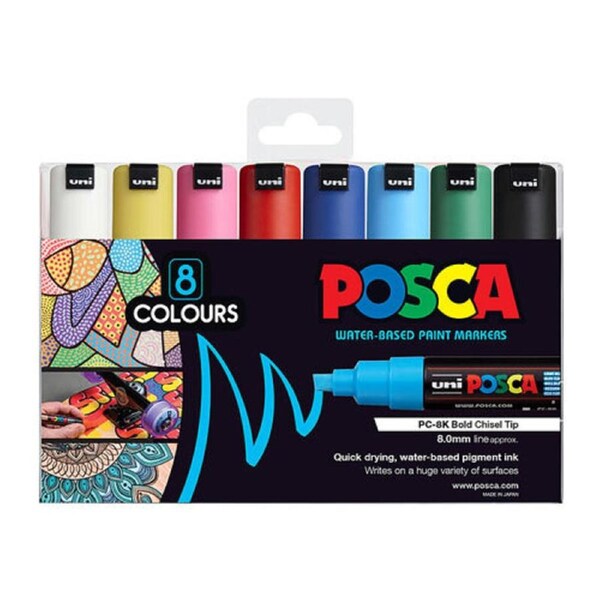 Posca PC-8M Bold Chis Asst Pk8