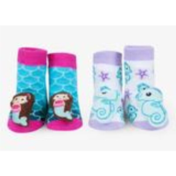 WADDLE Baby Rattle Socks : Mermaid & Seahorse (2 Pack/ 0-12 Mo.) 100728
