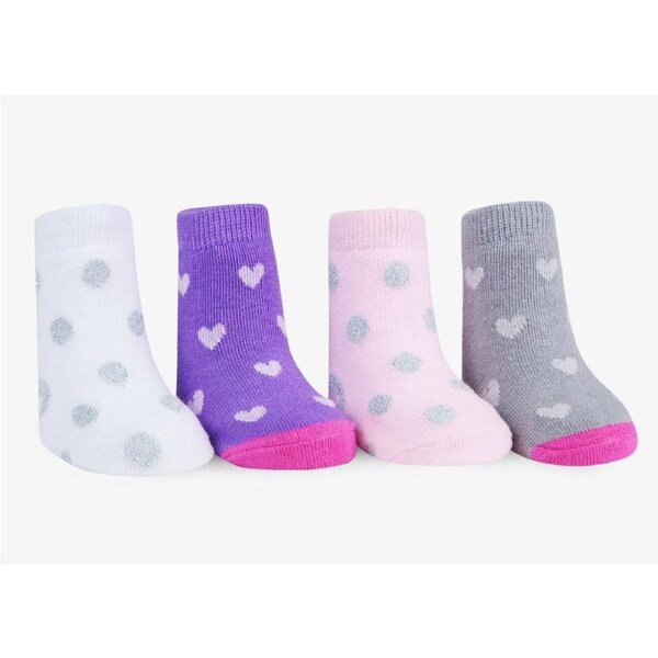 WADDLE Baby Socks : Dots & Hearts (4 Pack/ 0-12 Mo.) 100686
