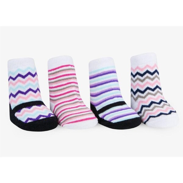 WADDLE Baby Socks : Striped Maryjane (4 Pack/ 0-12 Mo.) 100564
