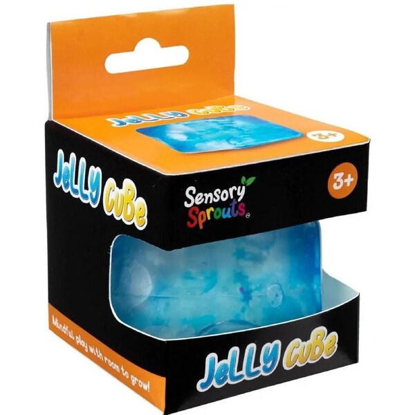 Sensory Sprouts Snowflake Filled Jelly Fidget Cube Kids Toy Blue