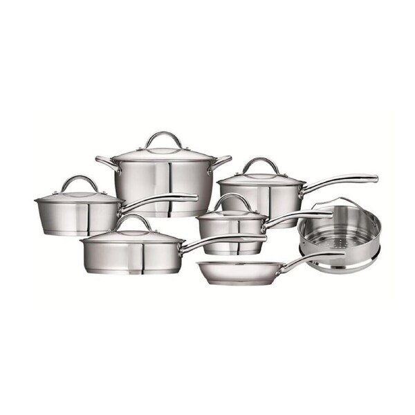 7pc Tramontina Professional Cookware Set Stainless Steel Tri-Ply Base w/Lids