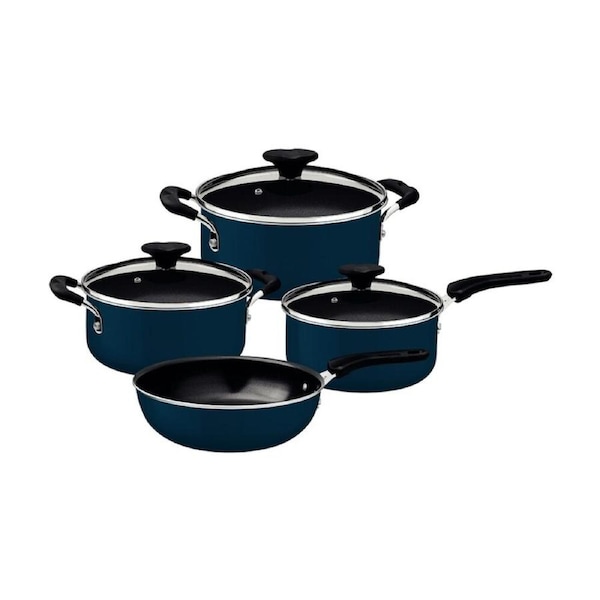 4pc Tramontina Tunis Cookware Set Ceramic Coated Induction Safe Dark Blue