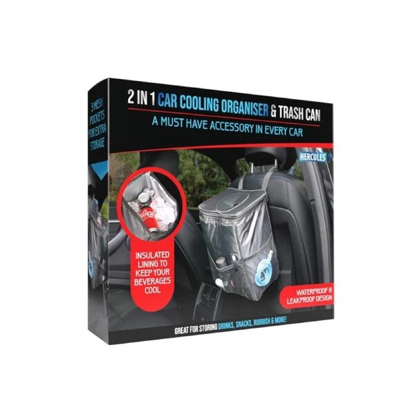 2-in-1 7.5L Car Drink Beverage Food Insulated Cooling Bag Organiser & Trash Can