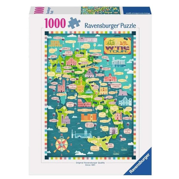 Ravensburger Italian Wine Tour Map of Italy 1000 Piece Jigsaw Puzzle
