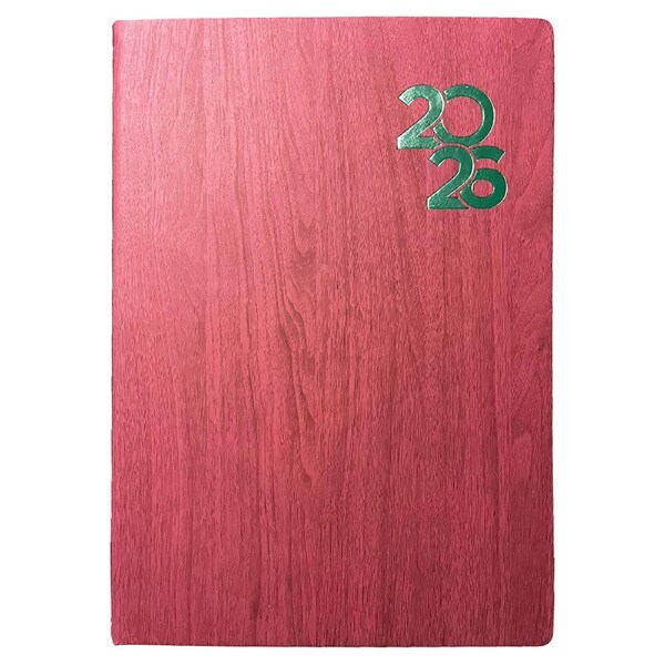 Centurion 2026 Diary Wooden PU A4 Week to View Red, Sunbird Y-DCD-PUA47