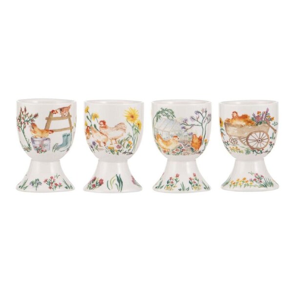 Ashdene Garden Hens Boiled Egg Serving Cup Stand Holder Set 4
