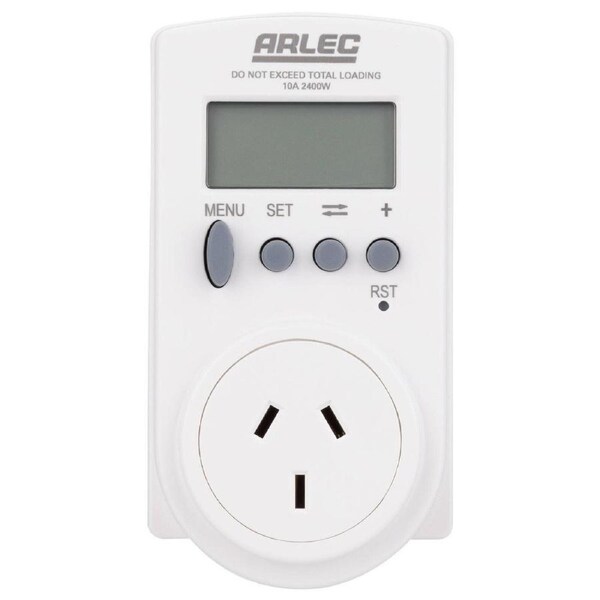 Arlec PC223 Energy Cost Electrical Meter Clear & Easy to Read LCD Display White
