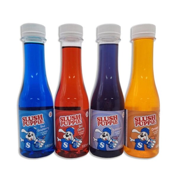 Slush Puppie - 4 Pack Syrups - Blue Raspberry, Cherry, Bubblegum, Orange 180ml