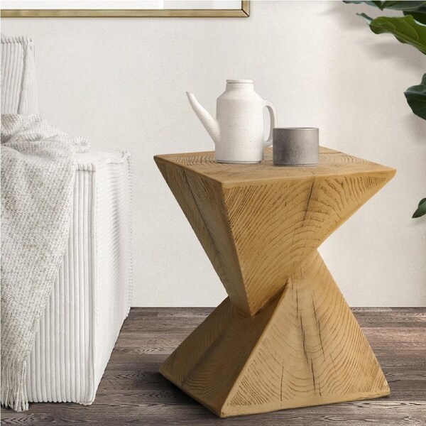 Oikiture Side Table Coffee Bedside End Stool Stand Stone Tables Indoor Outdoor Model 1 Natural