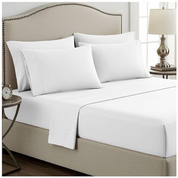 2pc Grosvenor House Plain Dyed Bamboo Cotton Standard Pillowcase White