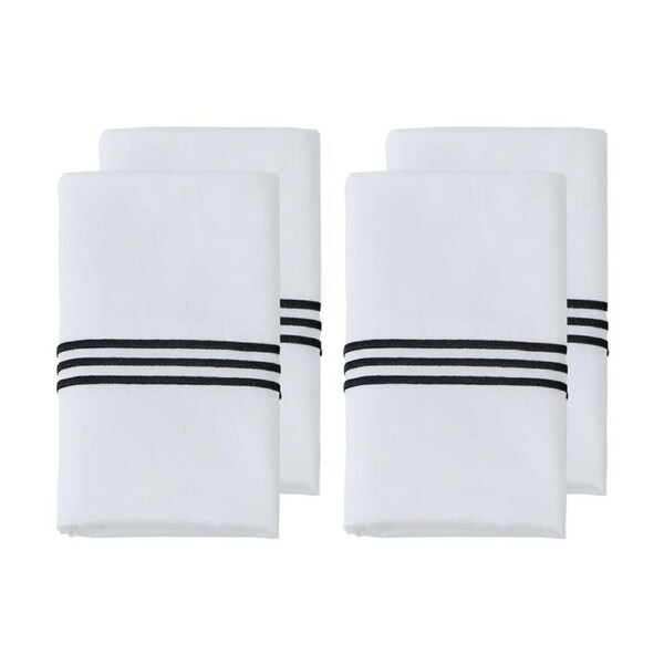 2x 2pc Grosvenor House 500TC Hotel Embroidered Standard Pillowcase White & Black