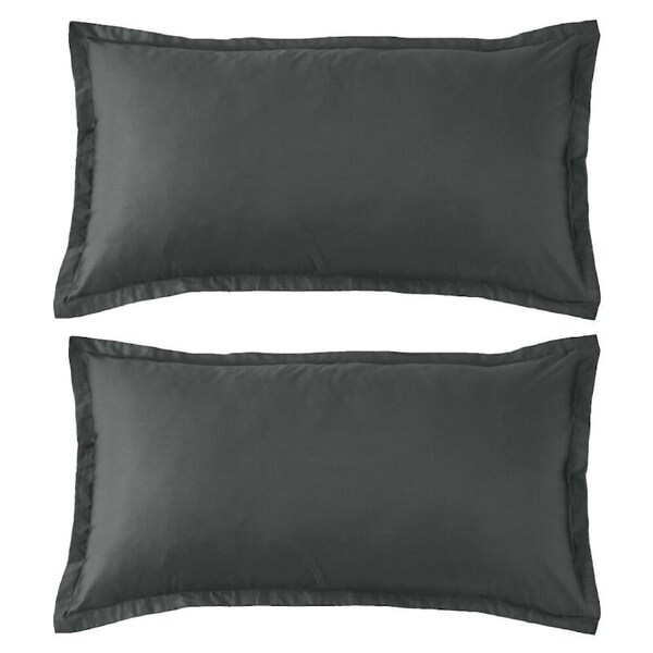 2PK Grosvenor House 500TC Egyptian Cotton King Tailored Pillowcase Charcoal