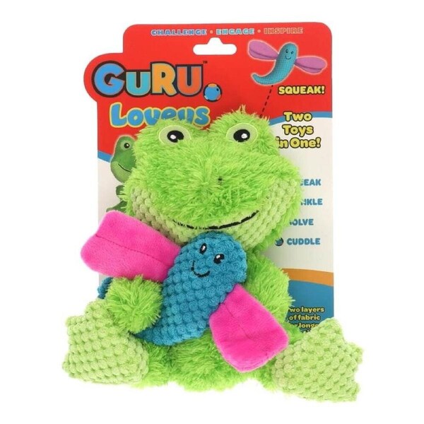 GURU Loveys Frog - Medium (9x20x18cm) Durable, Fun & Enriching Play Toy for Dogs