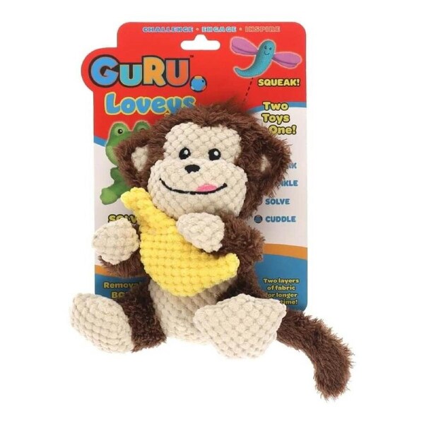 GURU Loveys Monkey - Medium (23x16x18cm) Durable, Fun & Enriching Play Toy for Dogs