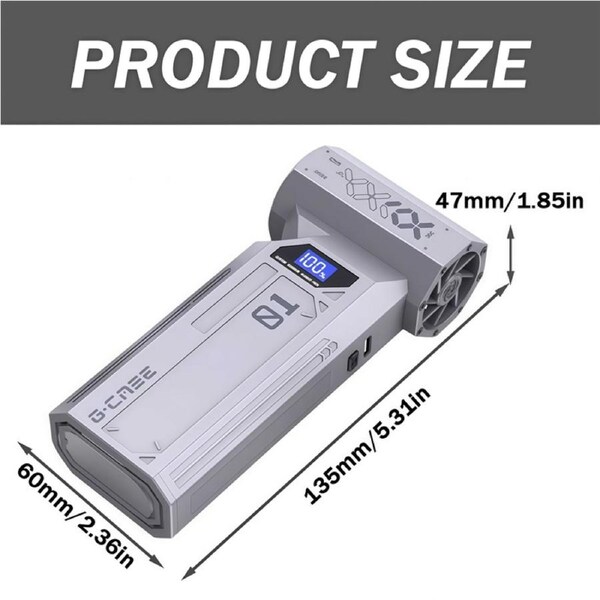 Catzon 4 Speeds Compressed Air Duster 120000RPM Mini Turbo Violent Fan-Silver