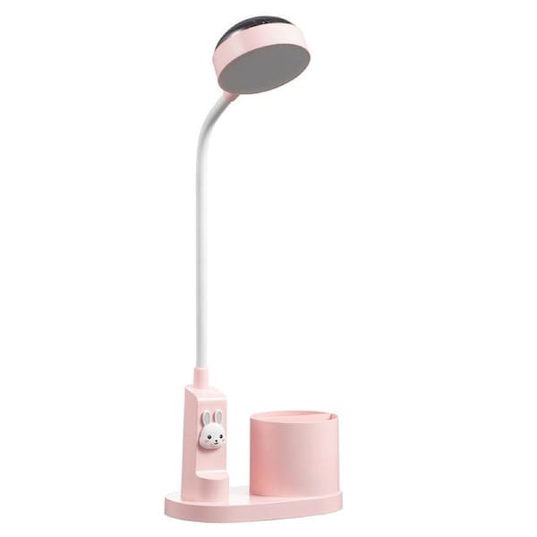 Catzon Rabbit Desk Lamp Rechargeable Led Table Desk Lamp for Kids Reading Study-Pink