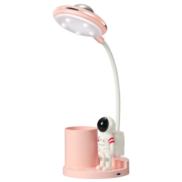Catzon Astronaut Desk Lamp Star Space Projector Galaxy Night Light for Kids Bedroom-Pink