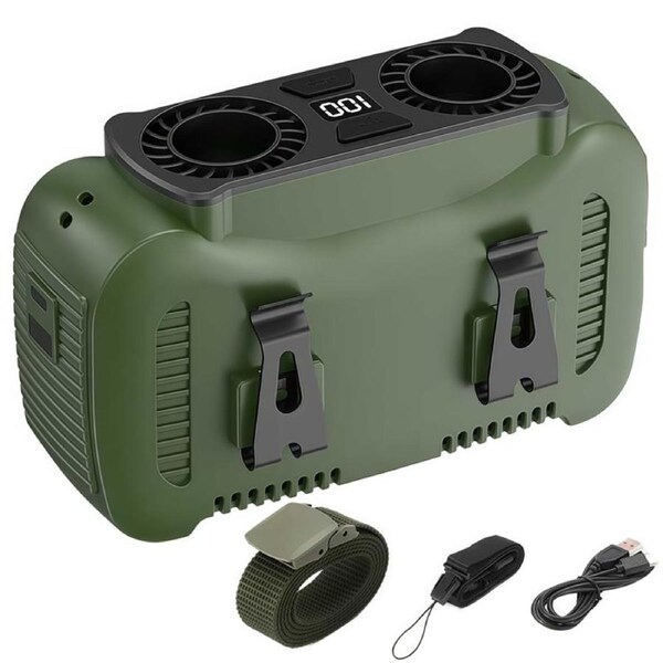 Catzon Portable Waist Fan 15000mAh Rechargeable Battery Personal Fan-Green