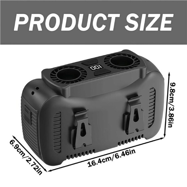 Catzon Portable Waist Fan 15000mAh Rechargeable Battery Personal Fan-Black