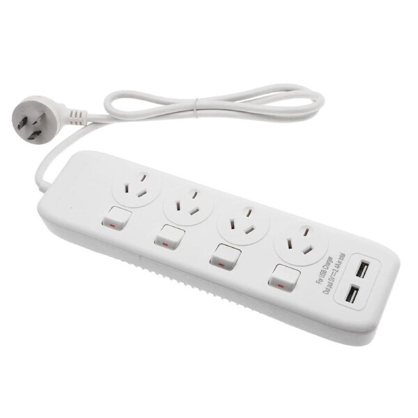 Surge Protector Power Board 4 Way 2 USB Charge Idependent Switch With 1M Cable