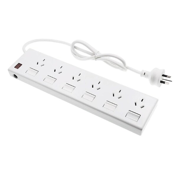 6 Outlet Power Board Overload Protection Individual Switch With 1M Cable