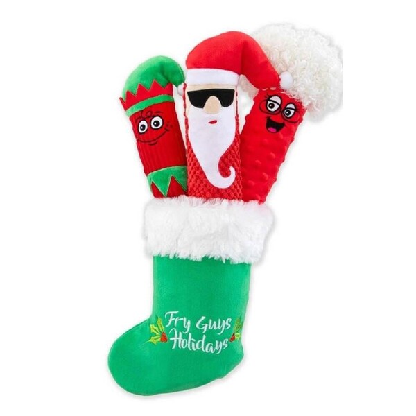 GURU Holiday Fry Guys Stocking 3Pk - Durable, Fun & Enriching Play Toy for Dogs