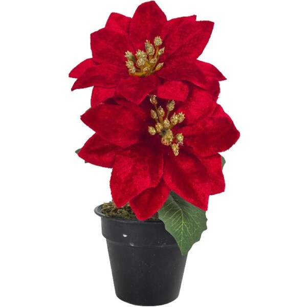 Artificial Christmas Poinsettia Plant Decoration 20cm