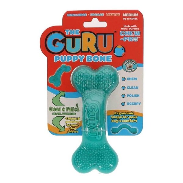 GURU Puppy Bone Coconut - Medium (24x6x5cm) Durable, Fun & Enriching Play Toy for Dogs