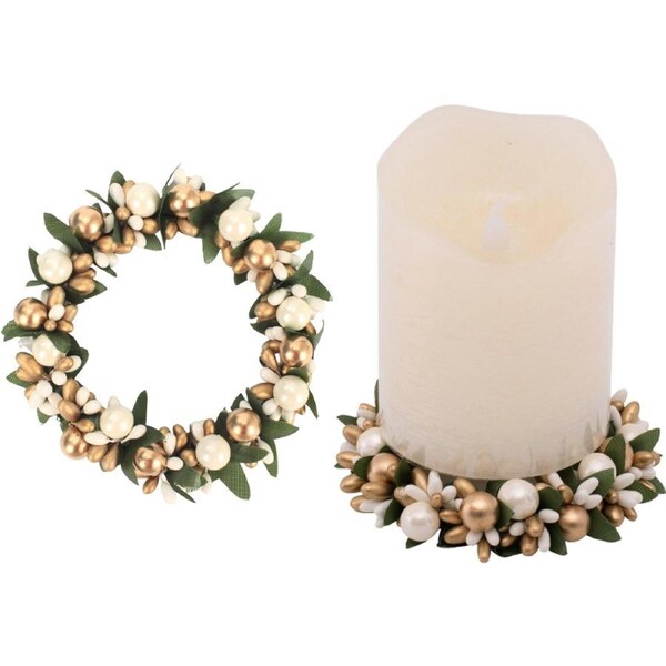 Mini Gold Berry Wreath Decoration 11cm