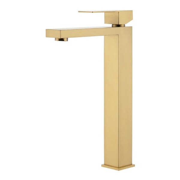 Bathroom Sink Basin Mixer Tap Stainless Steel Square Tall Faucet Brushed Gold WELS