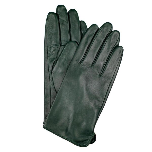 Dents Womens Classic Leather Gloves Winter Warm Soft Smooth Grain - Forest Green Large