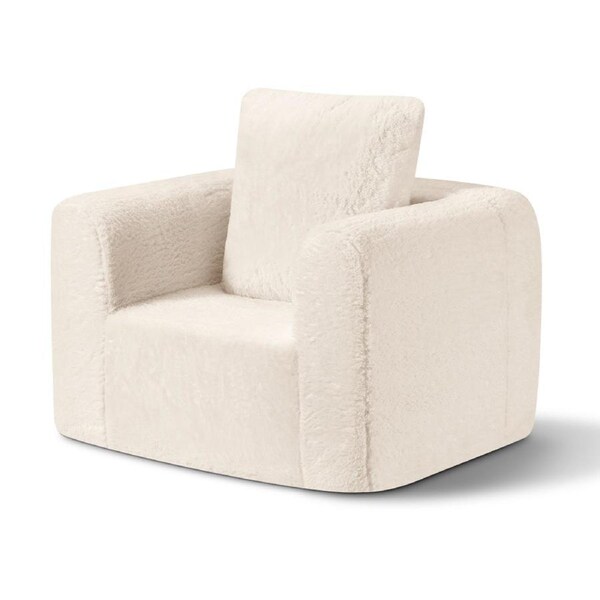 Playpals High-resilience Kids Sofa Couch with Pillow Toddler Chair Cream