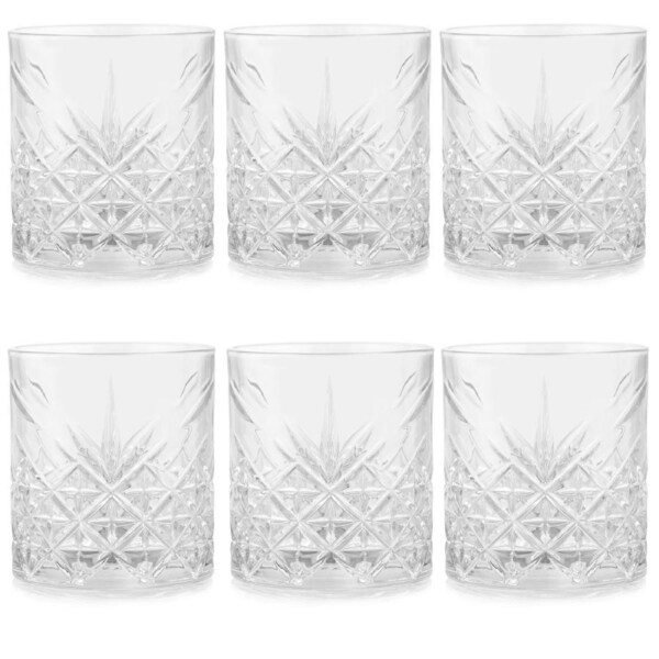 Set of 6 Vintage Crystal Whiskey Glasses Old Fashioned Tumbler Set for Bourbon Scotch Cocktails Home Bar Drinkware