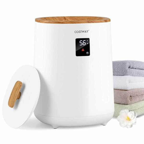 Costway 18L Portable Hot Towel Bucket Bathroom Auto Shut off Towel Warmer w/LED Display White