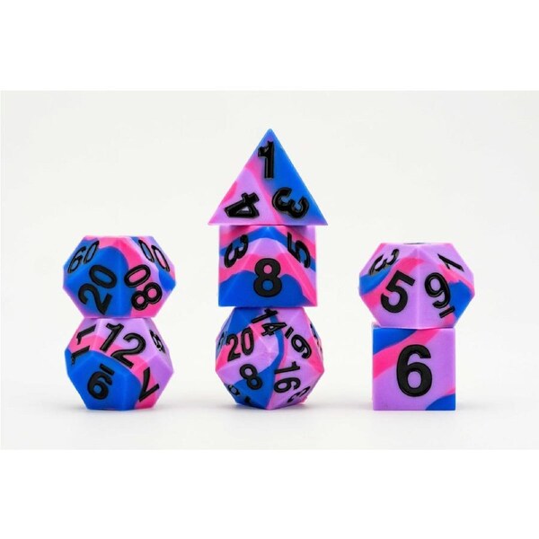 MDG 16mm Pride Sharp Edge Silicone Rubber Poly Dice Set: Bisexual