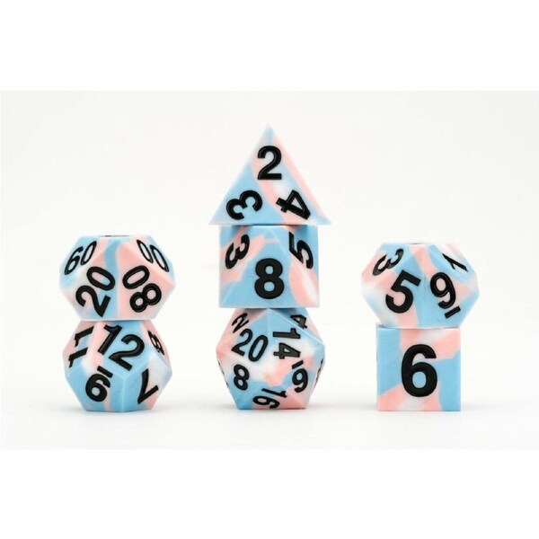 MDG 16mm Pride Sharp Edge Silicone Rubber Poly Dice Set: Transgender