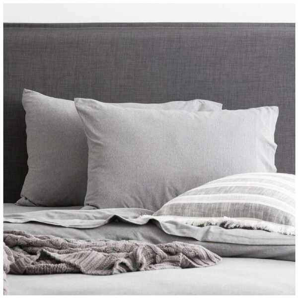 4x 2pc Renee Taylor Comfort T’s Organic Cotton Standard Pillowcase Charcoal